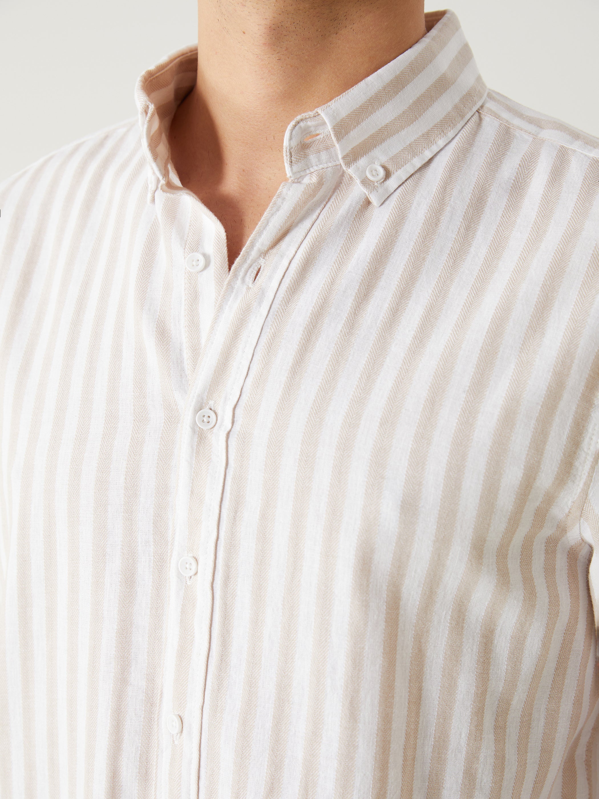 Regular Fit Long Sleeve Striped Poplin Men Shirt