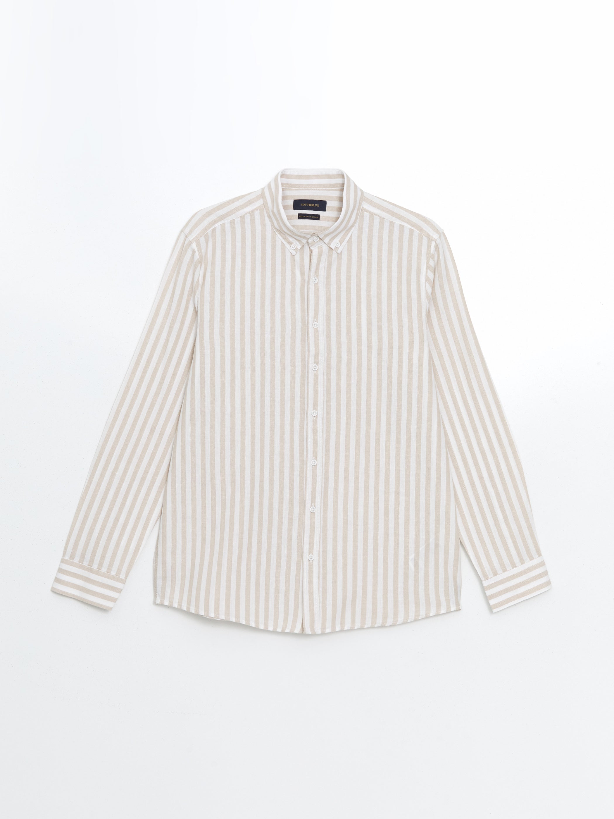 Regular Fit Long Sleeve Striped Poplin Men Shirt
