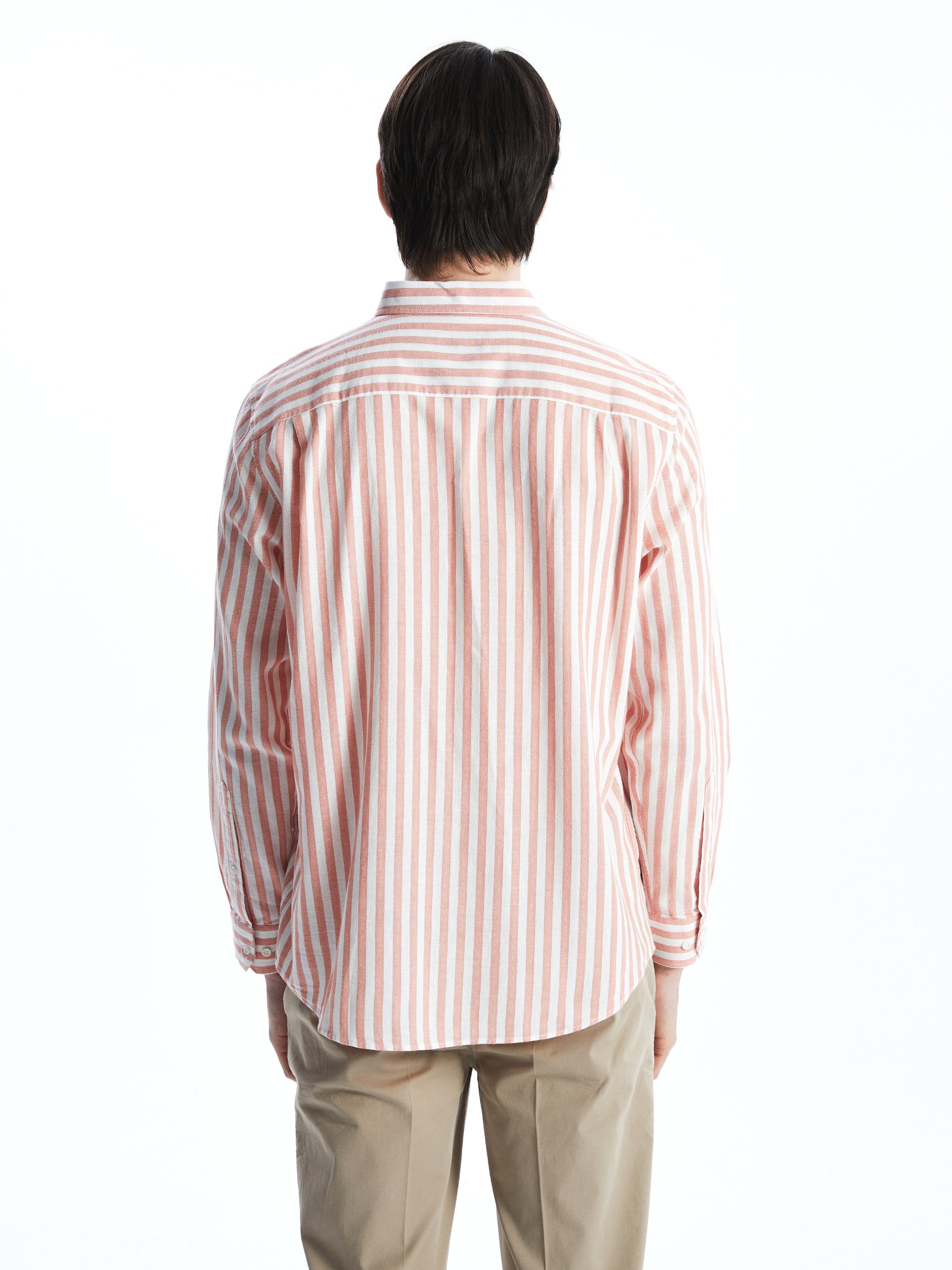 Regular Fit Long Sleeve Striped Poplin Men Shirt