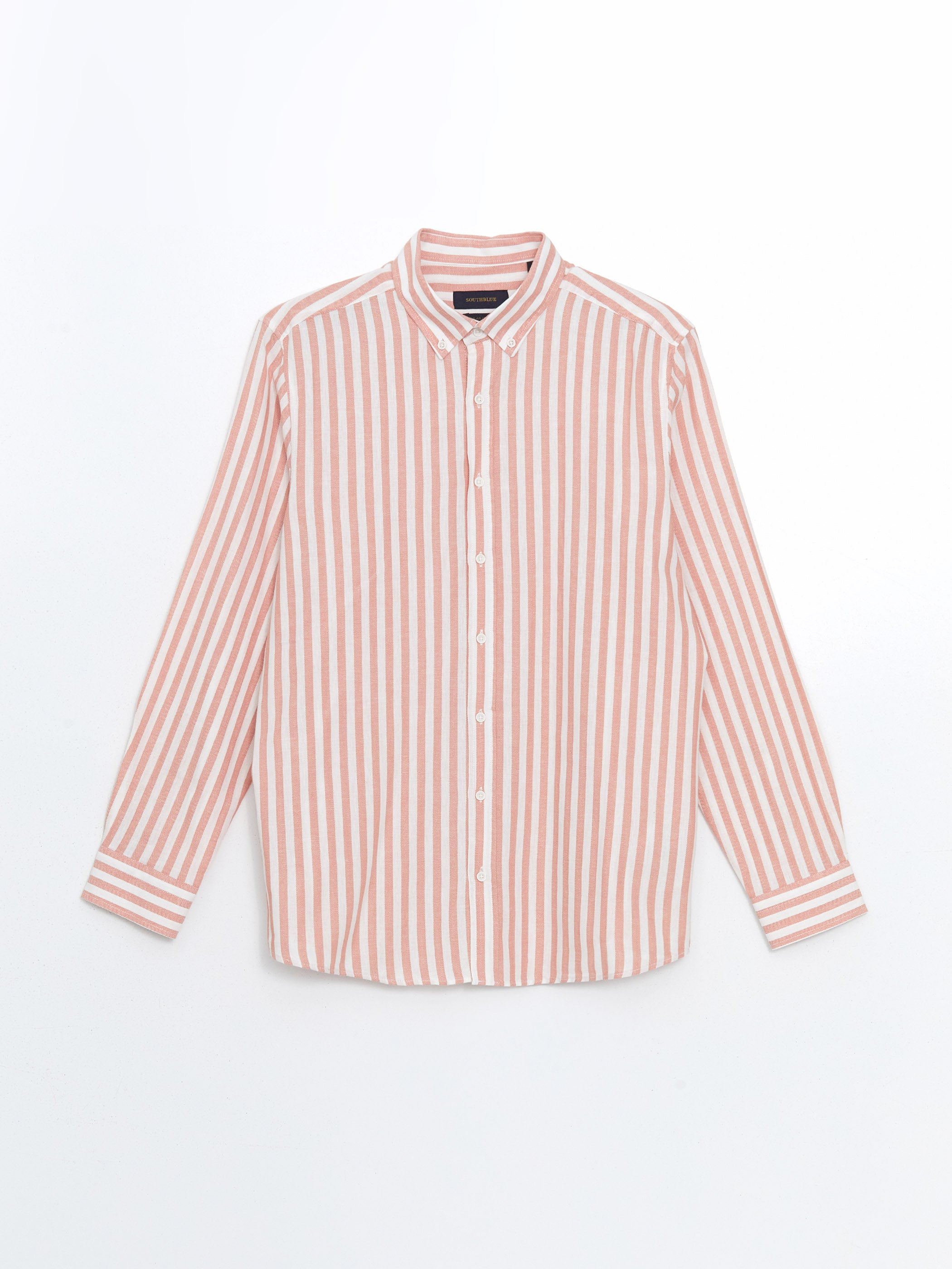 Regular Fit Long Sleeve Striped Poplin Men Shirt