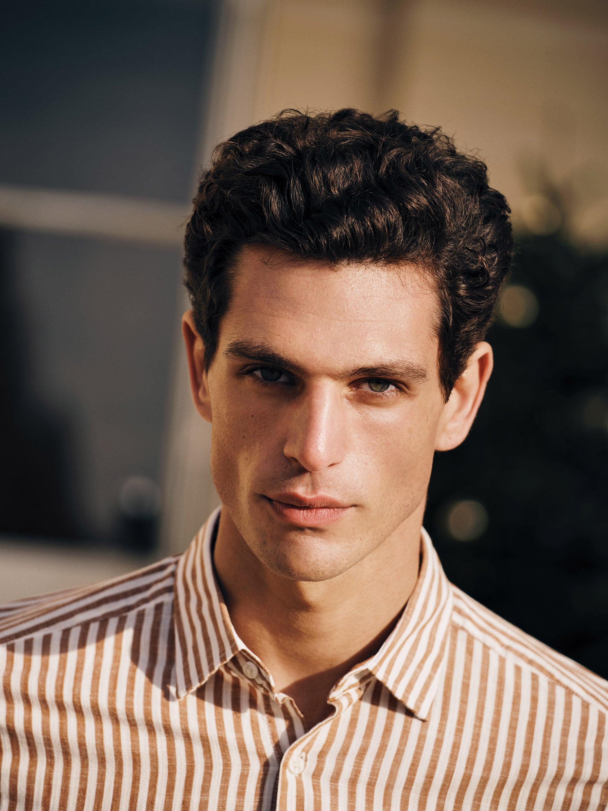 Slim Fit Long Sleeve Striped Poplin Men Shirt