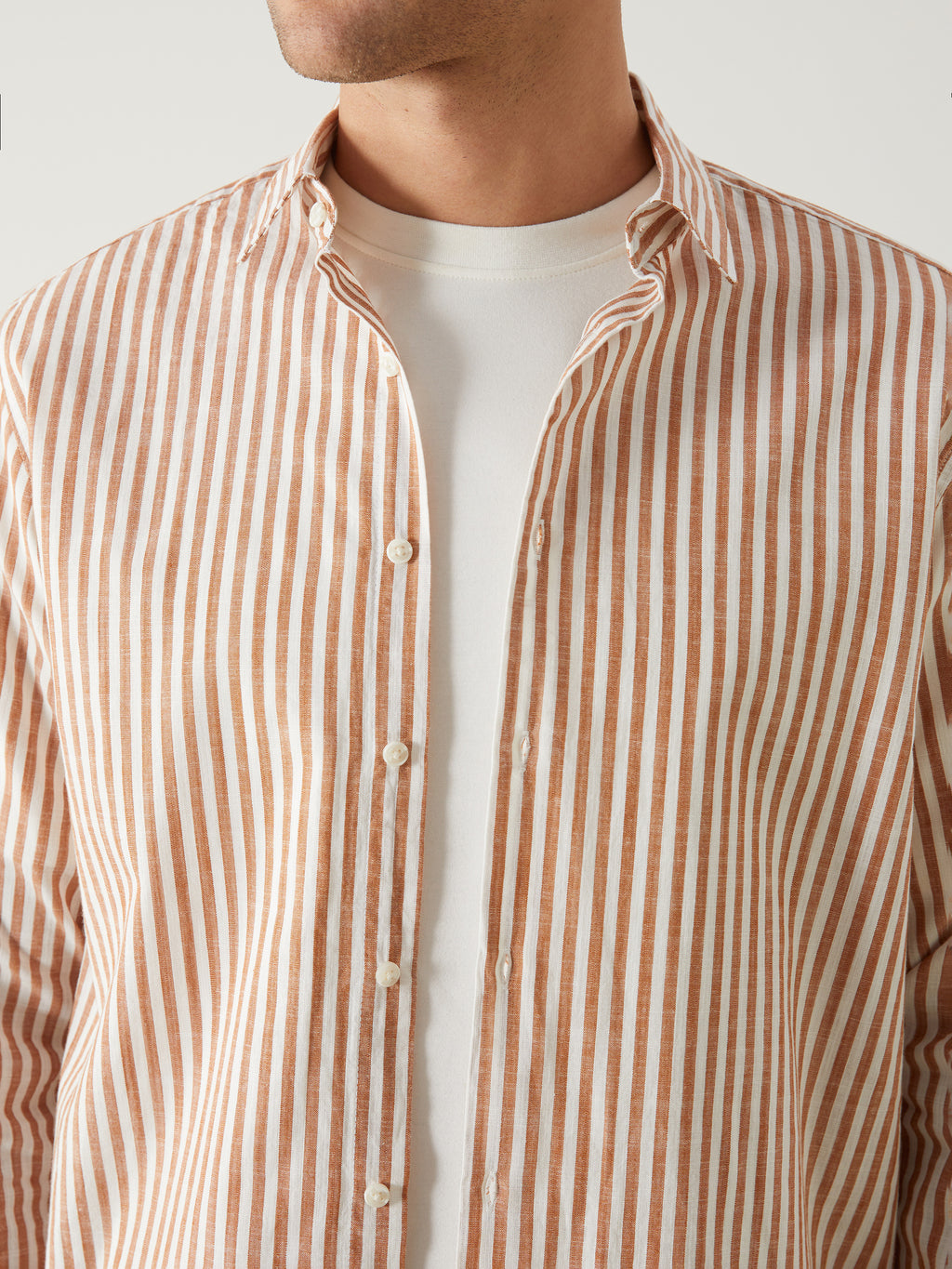 Slim Fit Long Sleeve Striped Poplin Men Shirt