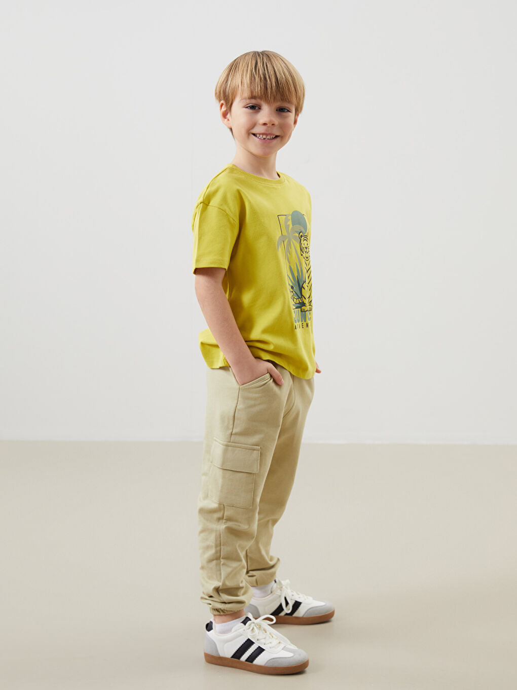 LCW Kids Beige Elastic Waist Boy Jogger Tracksuit Bottom