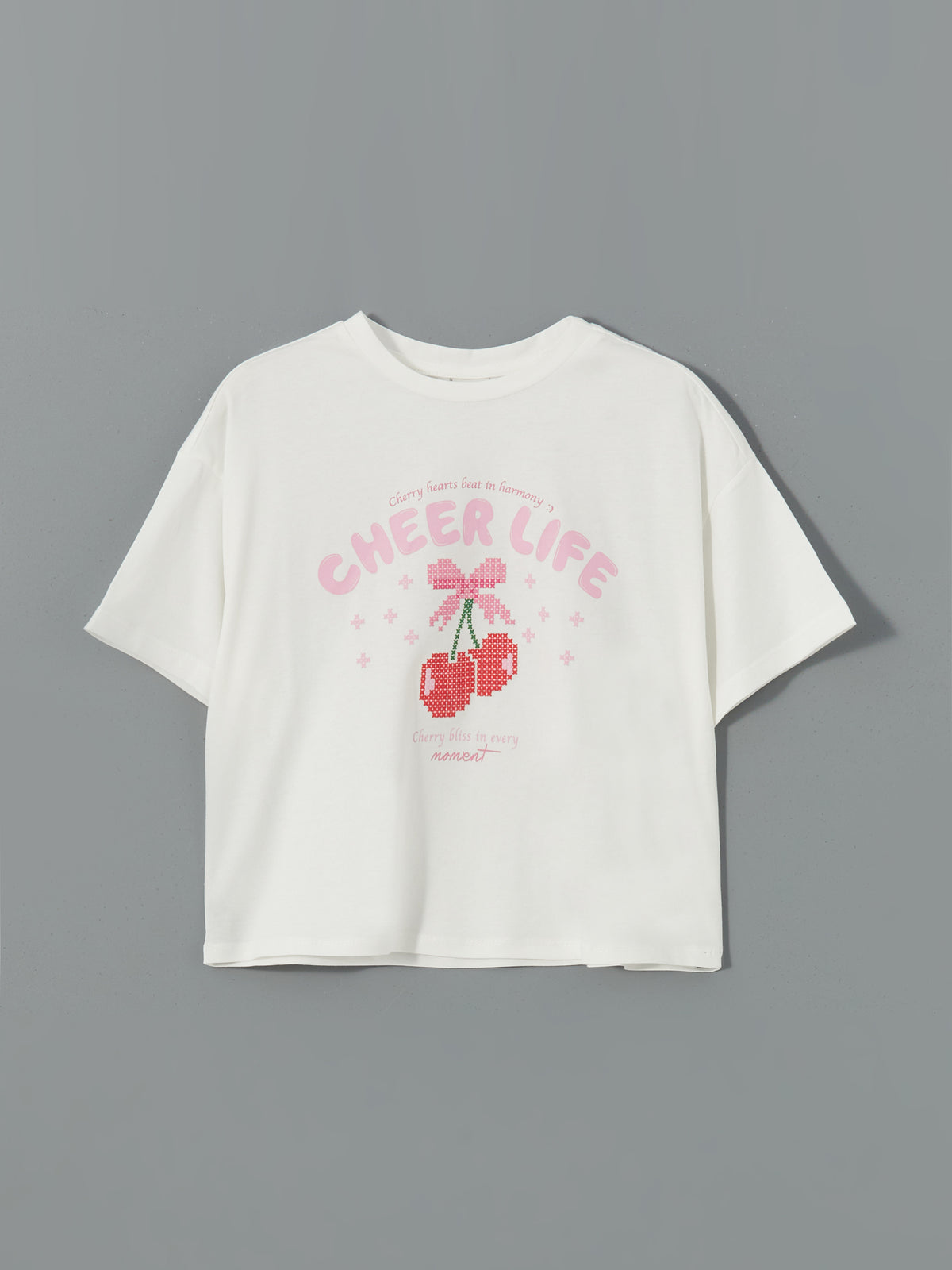 Crew Neck Girls Crop T-Shirt