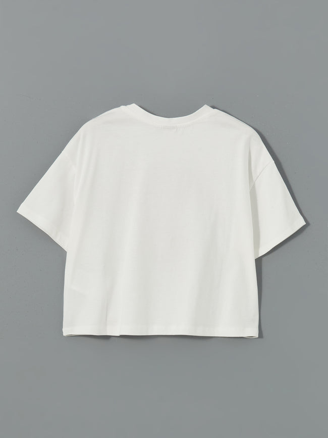 Crew Neck Girls Crop T-Shirt Main Image