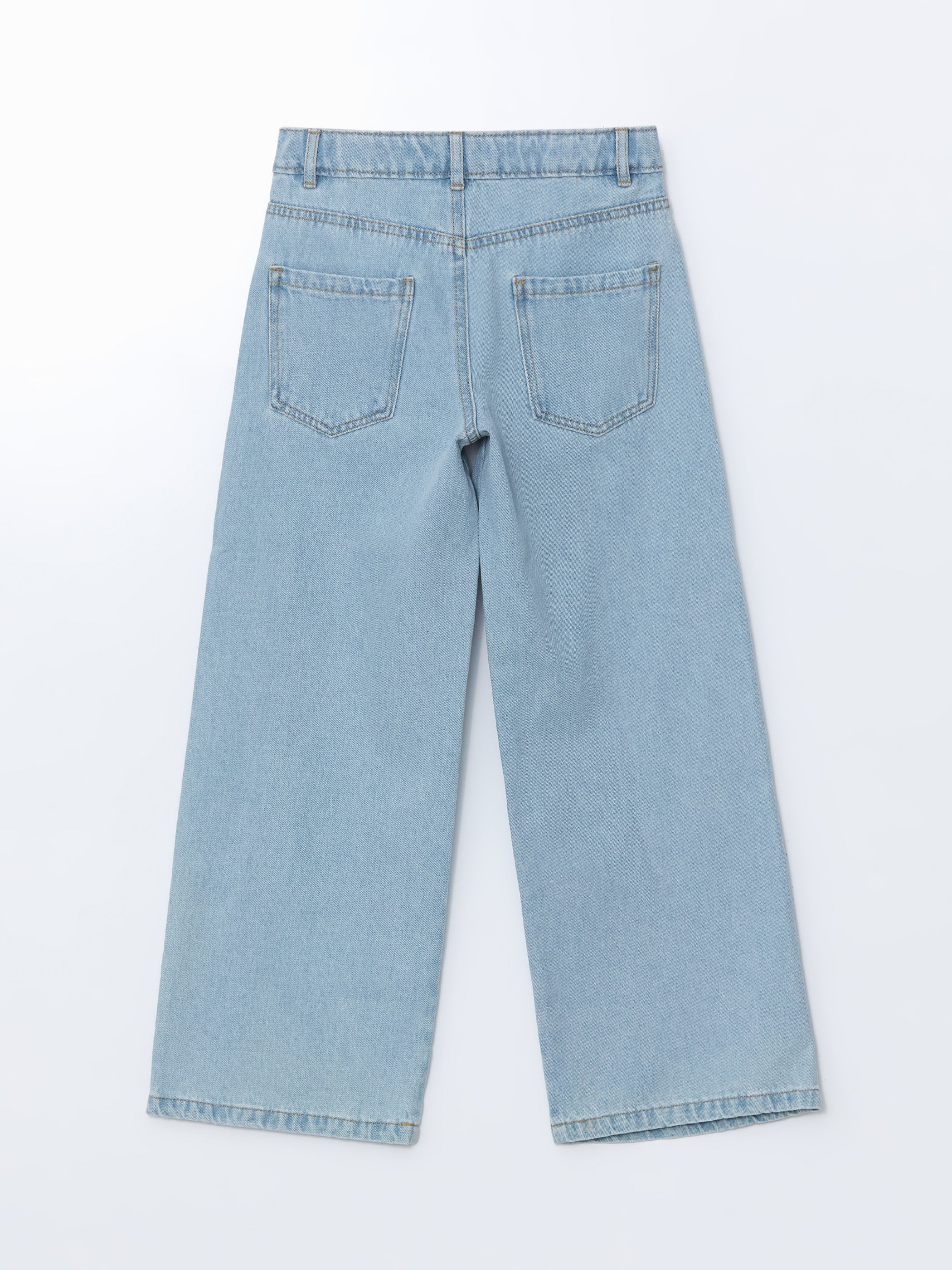 Adjustable Waist Elastic Flower Embroidered Girls Trousers