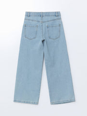 Adjustable Waist Elastic Flower Embroidered Girls Trousers