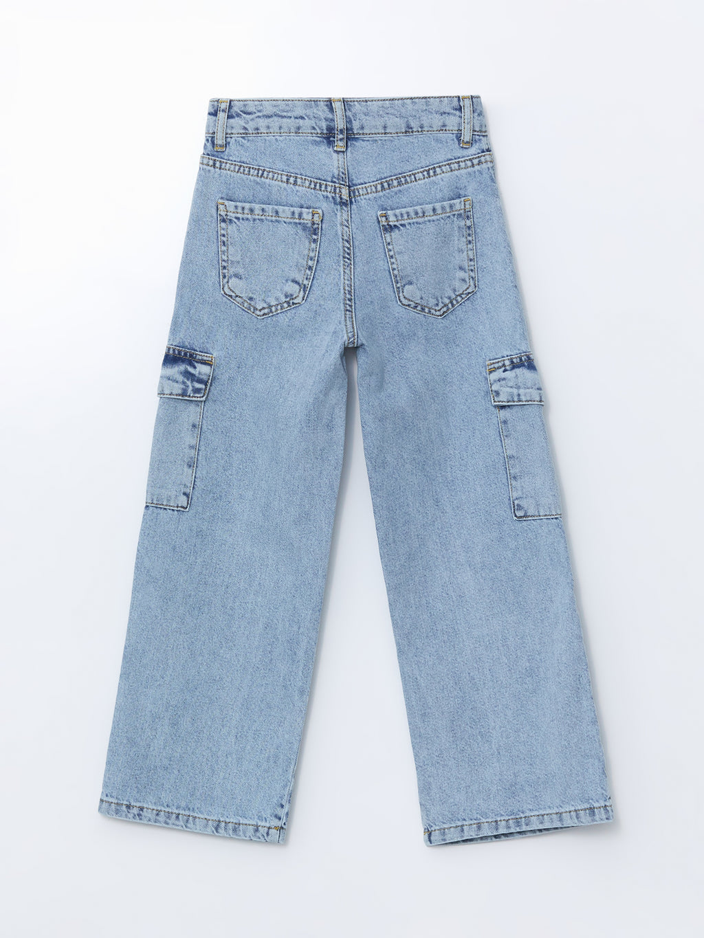 Adjustable Waist Elastic Girls Cargo Jean Pants