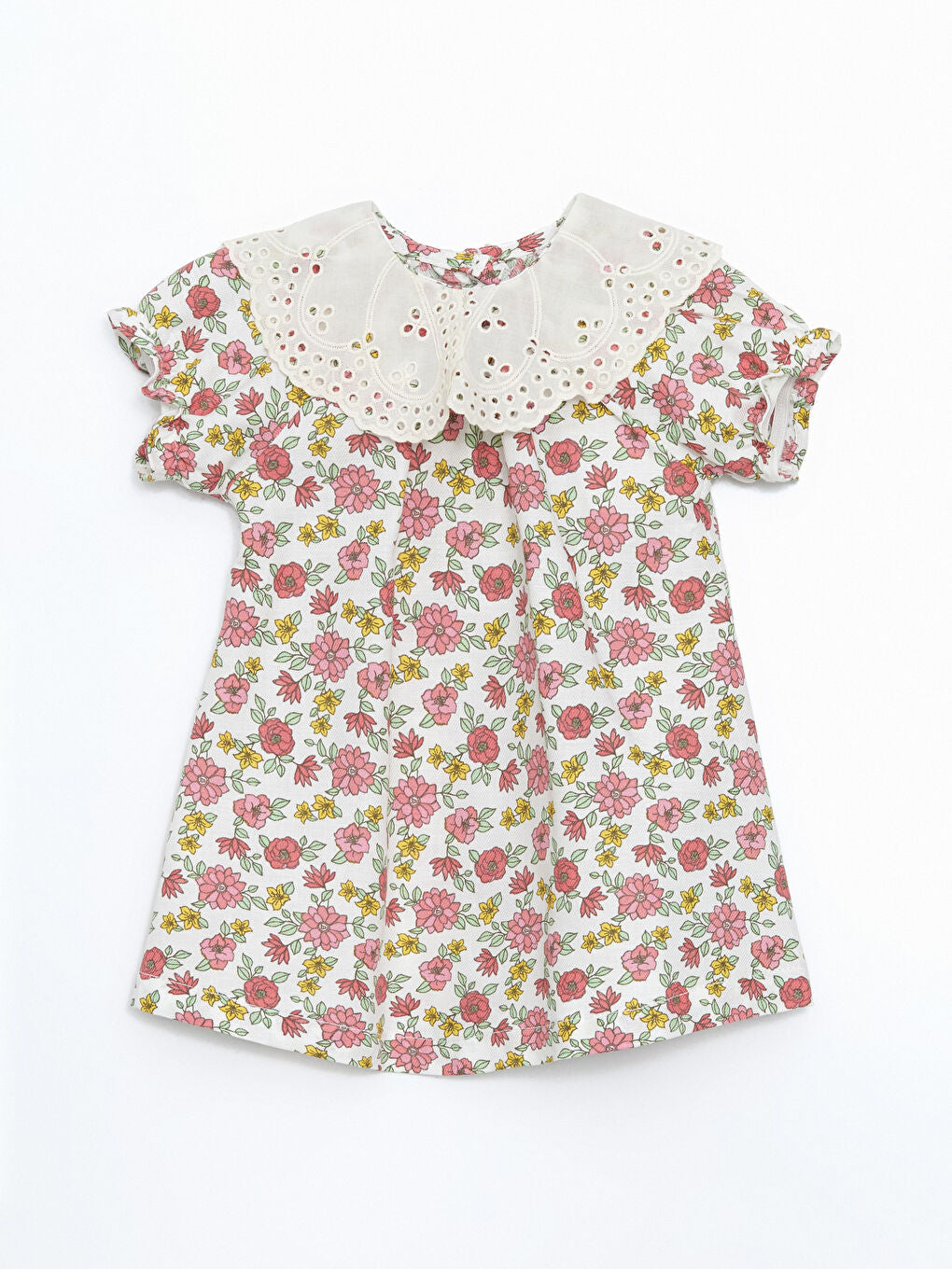 LCW baby Ecru Baby Collar Long Sleeve Floral Baby Girl Dress