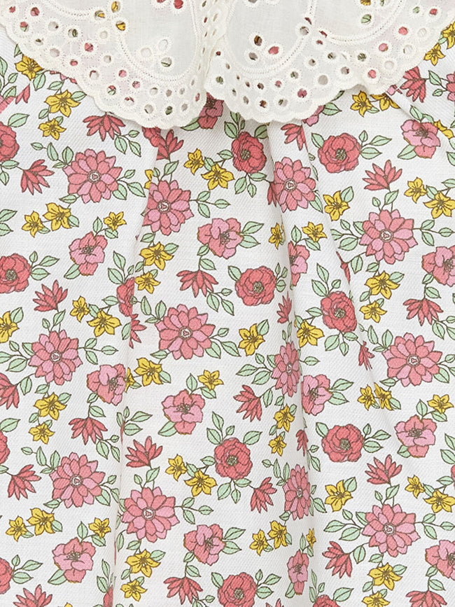 LCW baby Ecru Baby Collar Long Sleeve Floral Baby Girl Dress Main Image