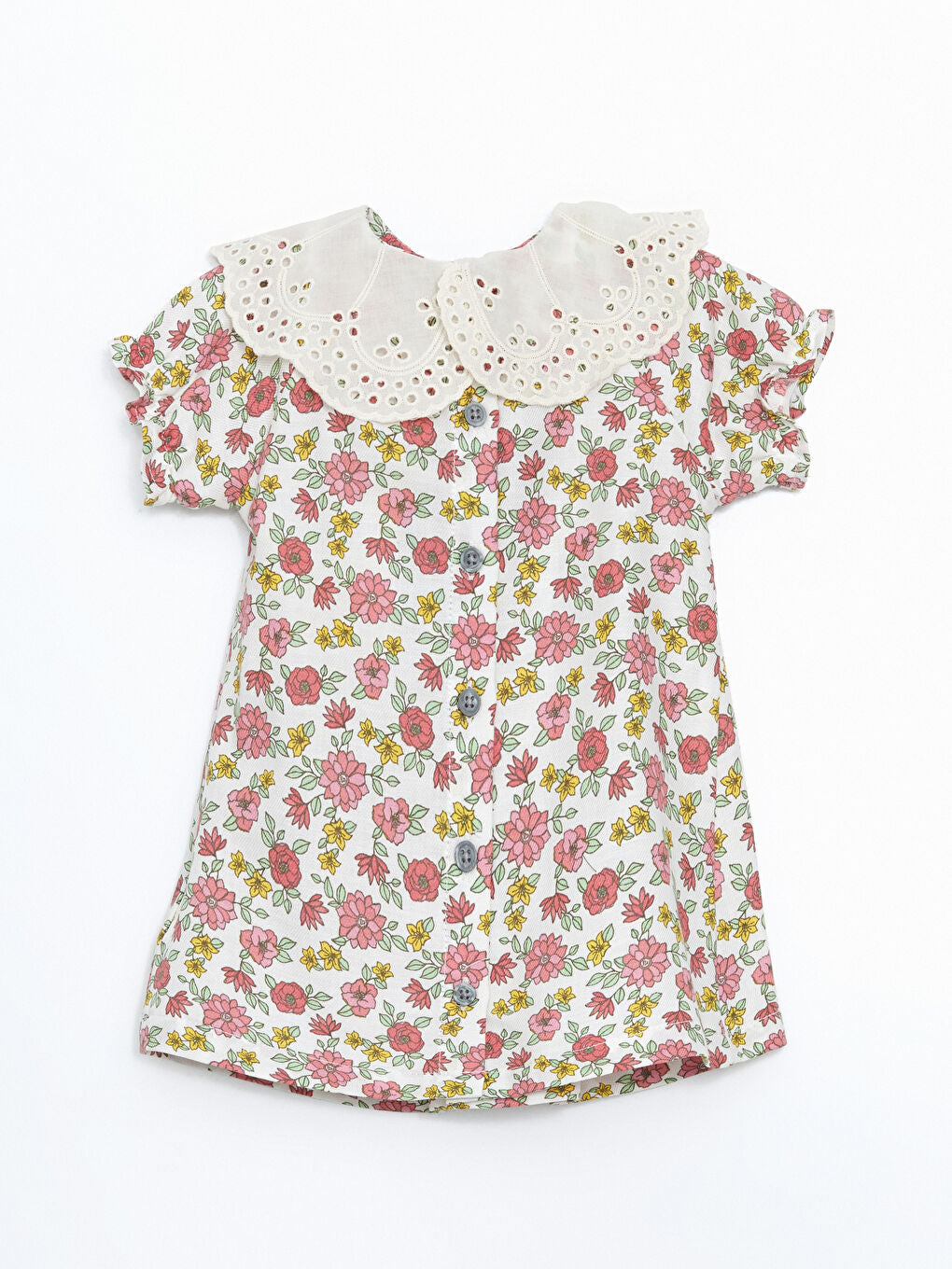 LCW baby Ecru Baby Collar Long Sleeve Floral Baby Girl Dress