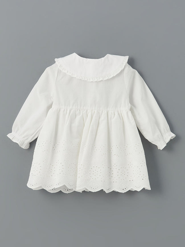 LCW baby Ecru Baby Collar Embroidered Girl Baby Dress Main Image