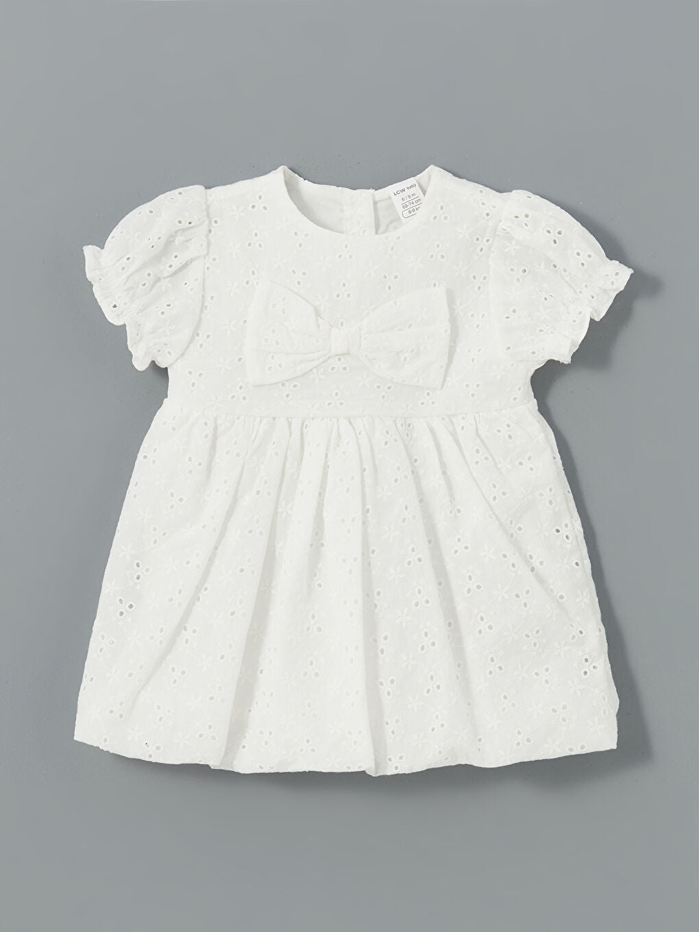LCW baby Ecru Crew Neck Embroidered Baby Girl Dress