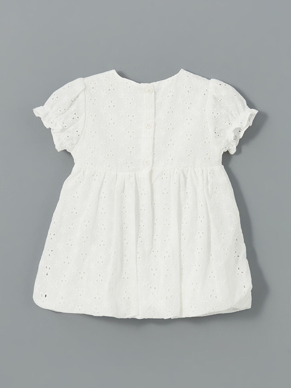LCW baby Ecru Crew Neck Embroidered Baby Girl Dress