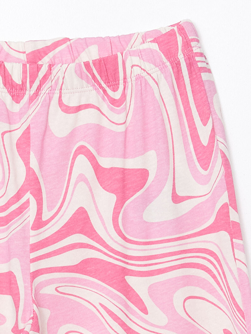 LCW Kids Pink Crew Neck Printed Girls Pajama Set