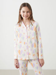 LCW Kids Beige Shirt Collar Girls Pajama Set