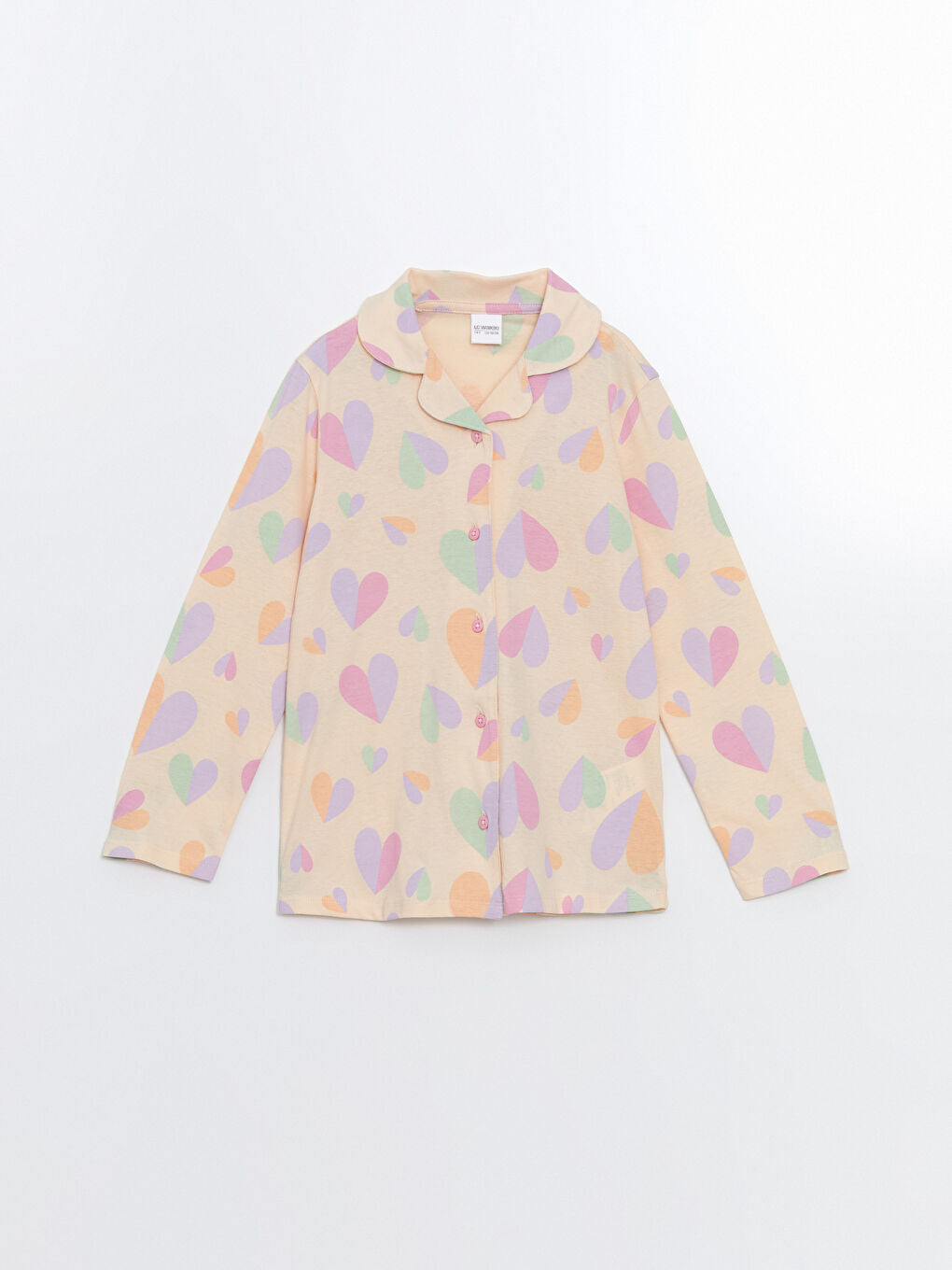 LCW Kids Beige Shirt Collar Girls Pajama Set