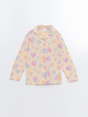 LCW Kids Beige Shirt Collar Girls Pajama Set