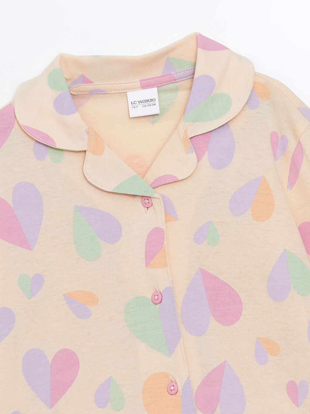 LCW Kids Beige Shirt Collar Girls Pajama Set