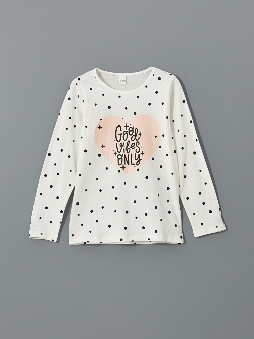 LCW Kids Ecru Crew Neck Girls Pajama Set