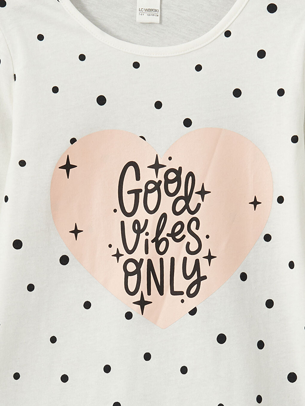 LCW Kids Ecru Crew Neck Girls Pajama Set