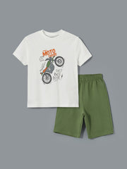LCW Kids Crew Neck Printed Boy T-Shirt And Shorts 2-Pack