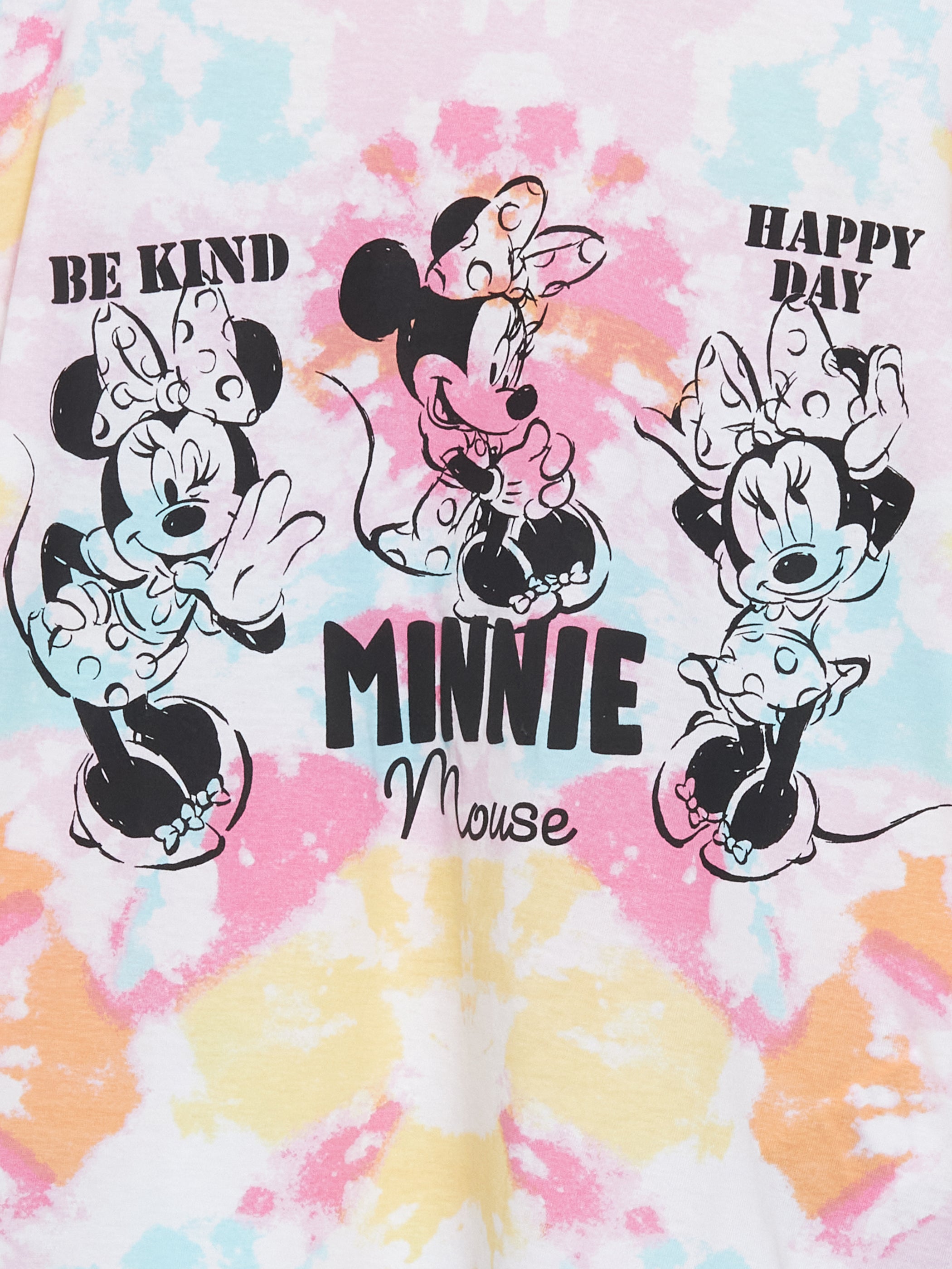 Crew Neck Minnie Mouse Printed Girls Pajama Set
