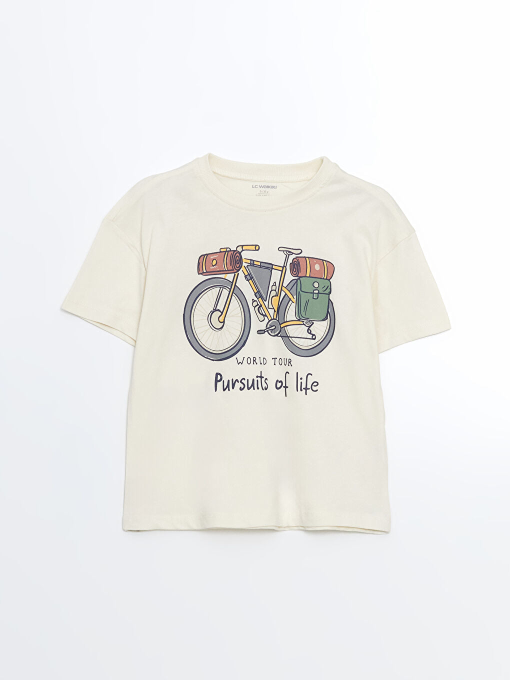 LCW Kids Beige Crew Neck Long Sleeve Printed Boy T-Shirt 2-Pack