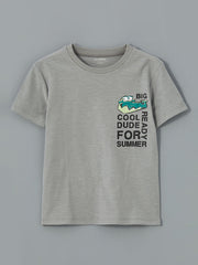 LCW Kids Ecru Crew Neck Printed Boys T-Shirt 2-Pack
