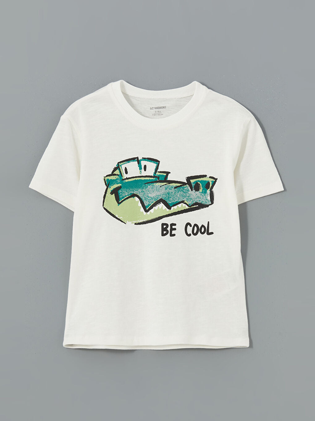 LCW Kids Ecru Crew Neck Printed Boys T-Shirt 2-Pack