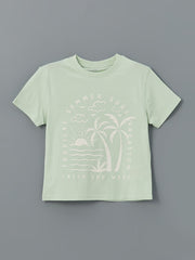 LCW Kids Ecru Crew Neck Printed Boys T-Shirt 3-Pack