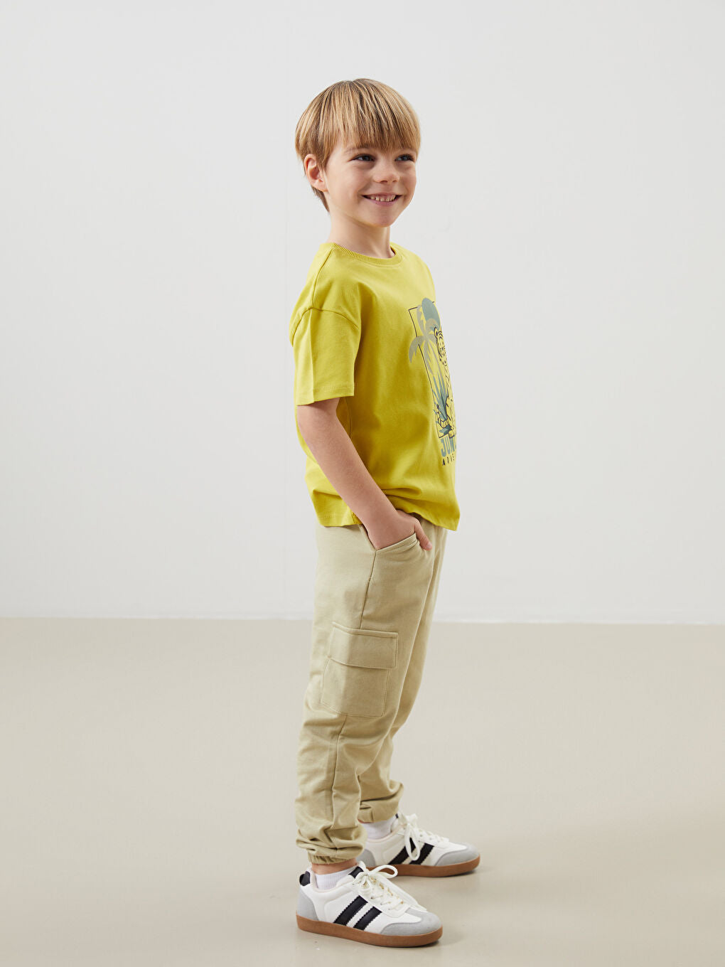 LCW Kids Green Crew Neck Printed Boys T-Shirt