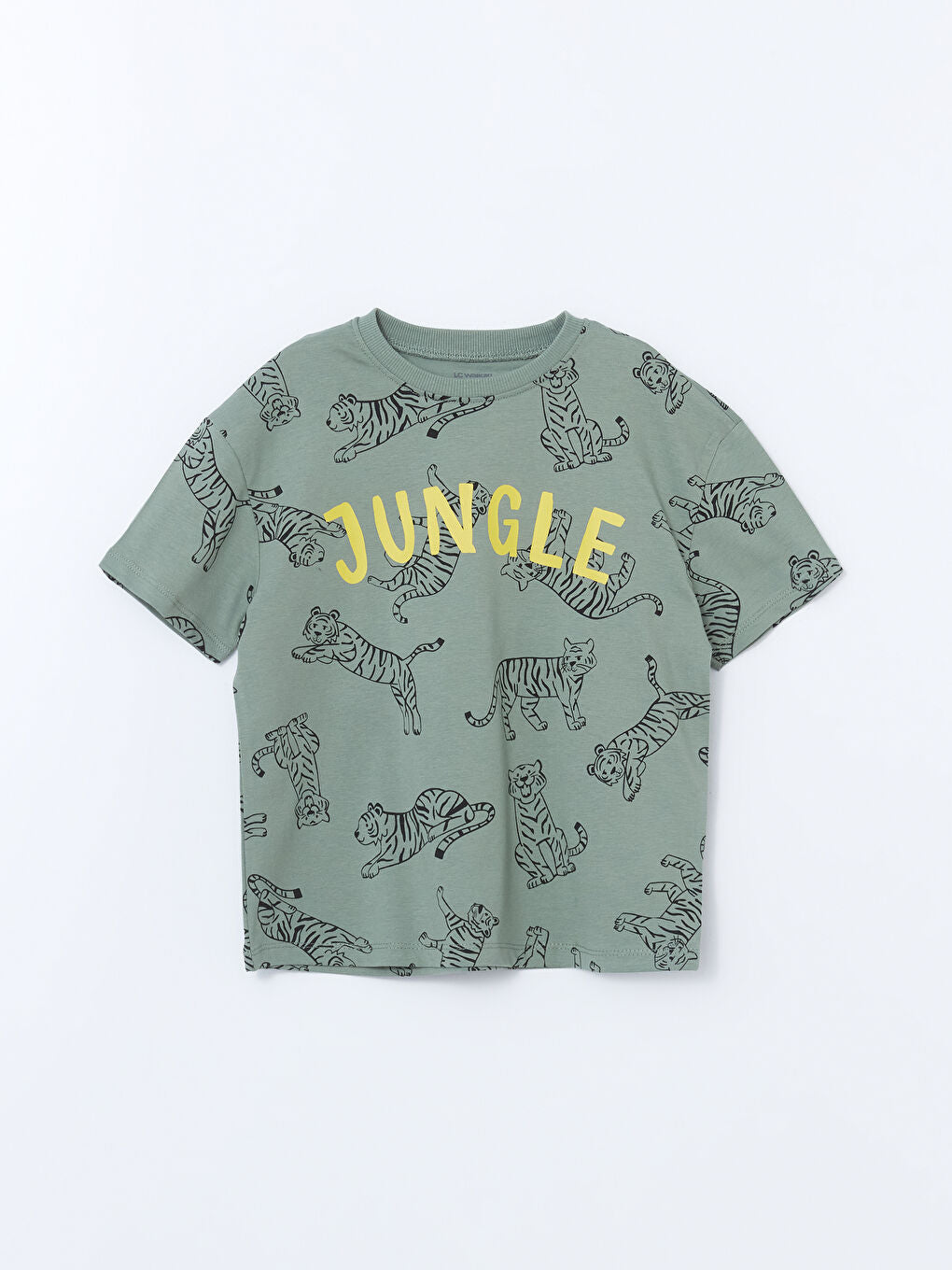 LCW Kids Khaki Crew Neck Printed Boys T-Shirt