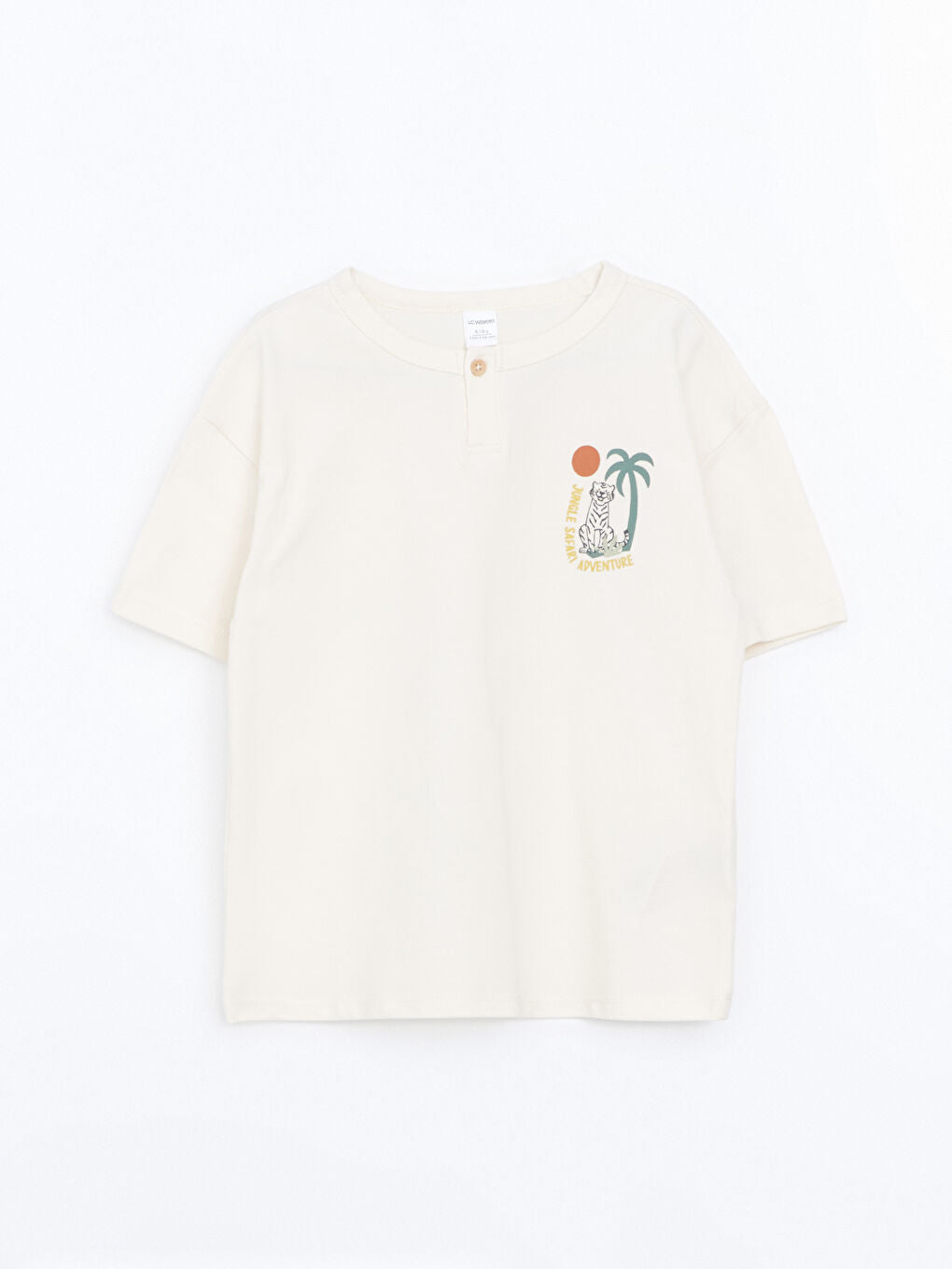 LCW Kids Beige Crew Neck Printed Boy T-Shirt