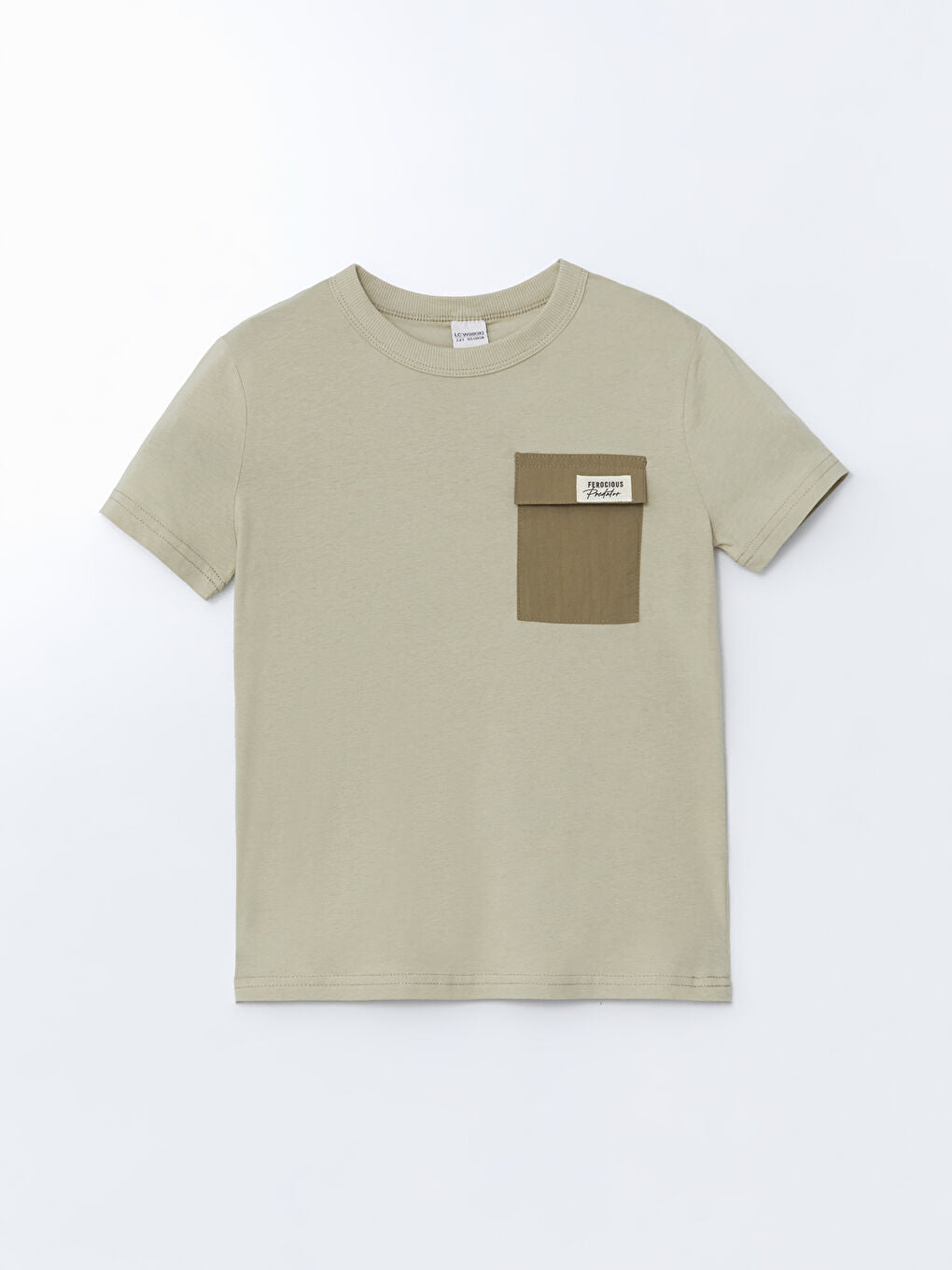 LCW Kids Khaki Crew Neck Boy T-Shirt