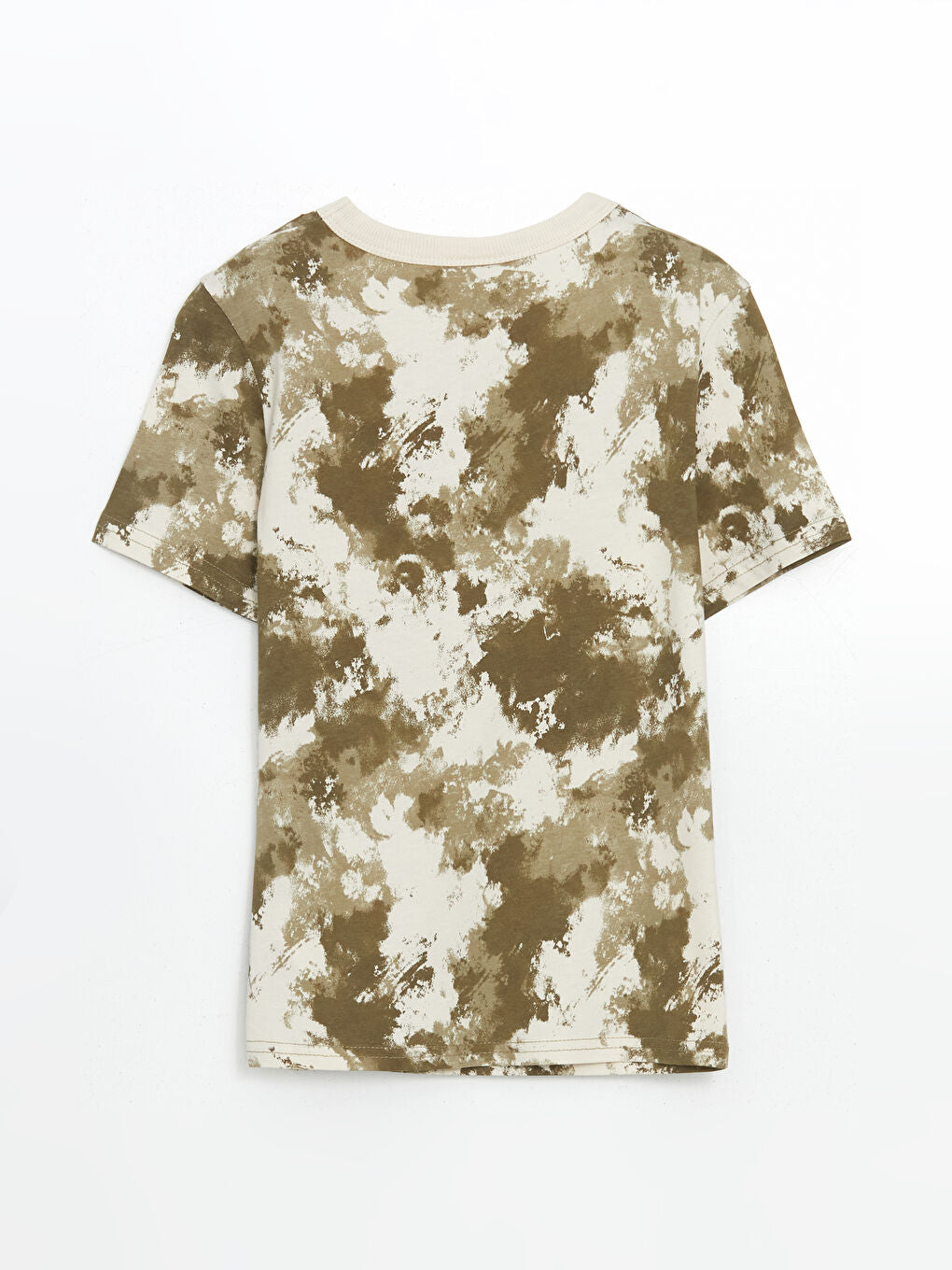 LCW Kids Khaki Crew Neck Batik Patterned Boys T-Shirt