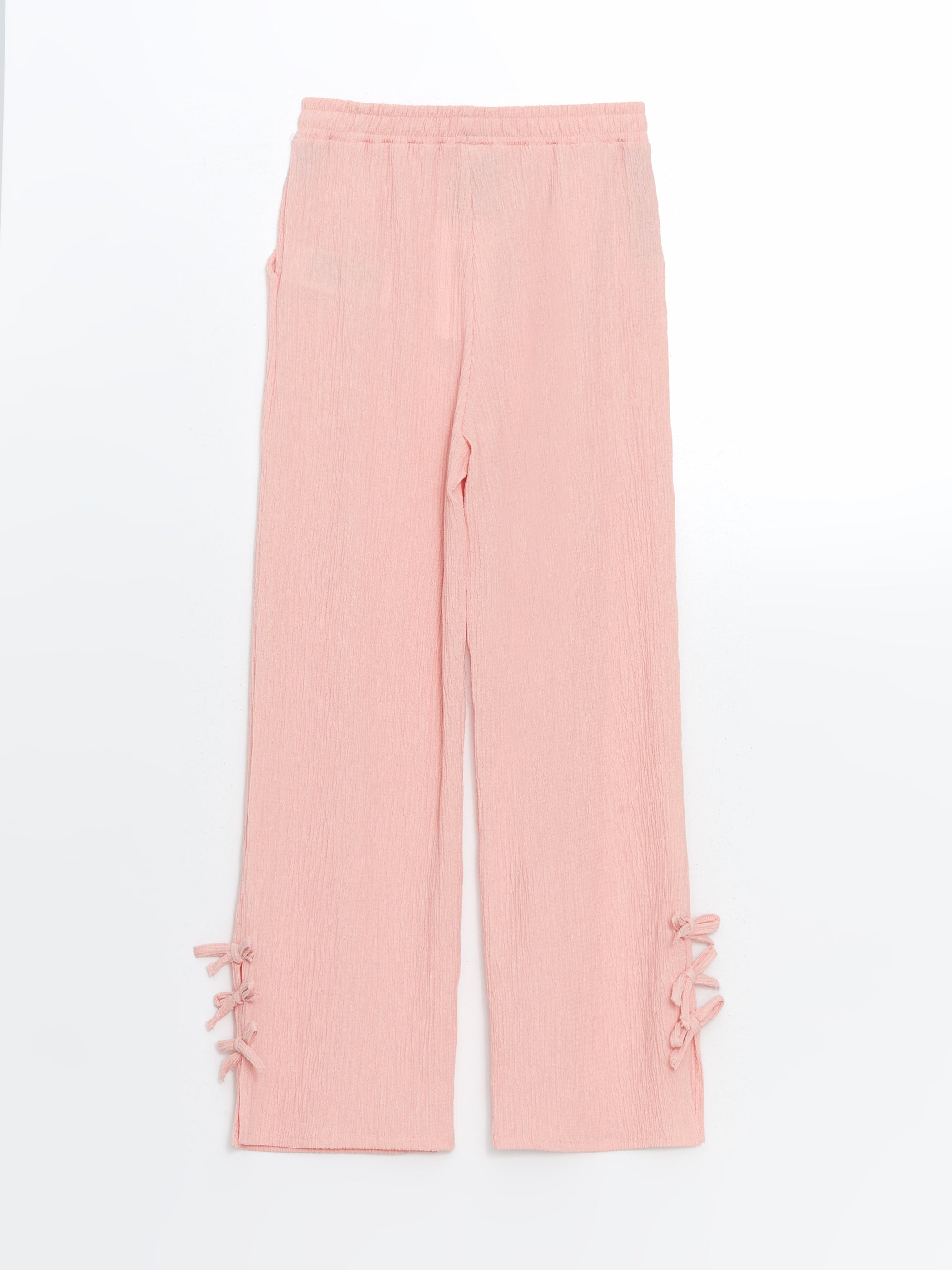 Elastic Waist Bow Detailed Girl Trousers