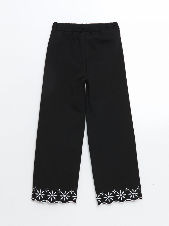 Elastic Waist Floral Girl Trousers Main Image