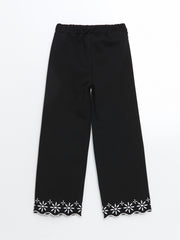 Elastic Waist Floral Girl Trousers