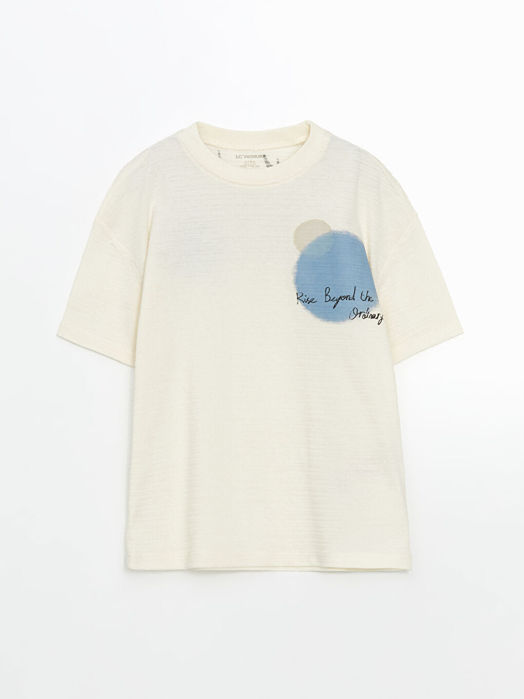 LCW Kids Beige Crew Neck Printed Boy T-Shirt