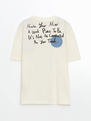LCW Kids Beige Crew Neck Printed Boy T-Shirt