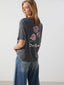 LCW Vision Anthracite Crew Neck Printed Oversize Women T-Shirt