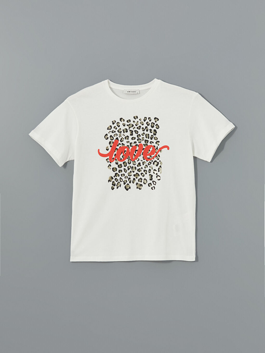 LCW Vision Ecru Crew Neck Printed Women T-Shirt