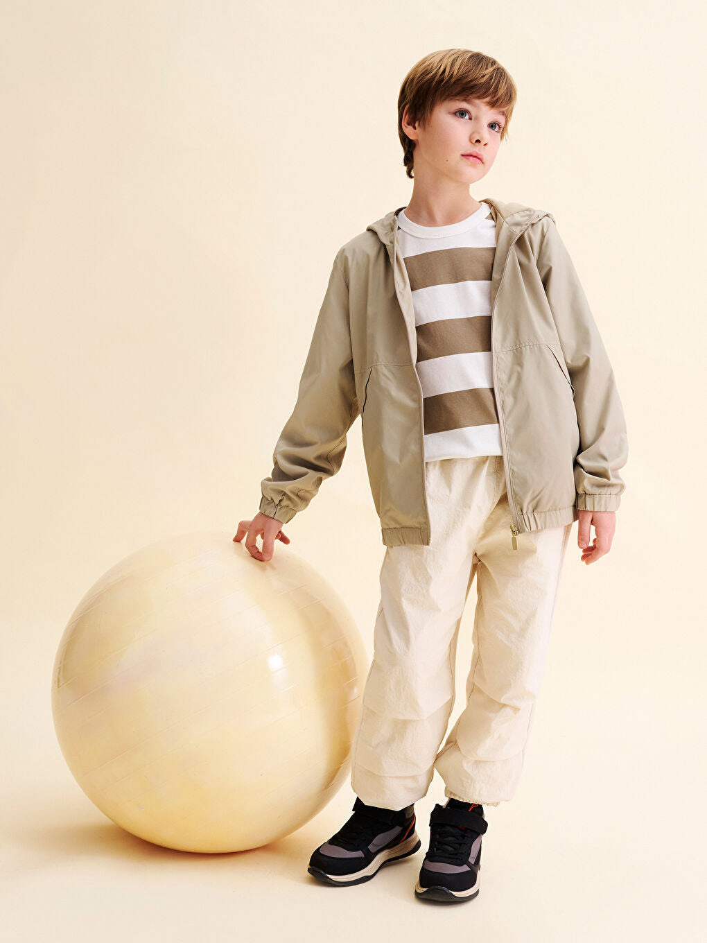 LCW Kids Beige Elastic Waist Boy Trousers