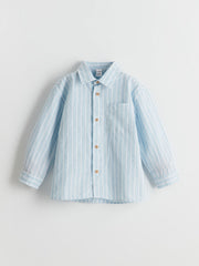 LCW Kids Blue Long Sleeve Striped Boy Shirt