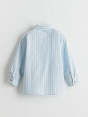 LCW Kids Blue Long Sleeve Striped Boy Shirt