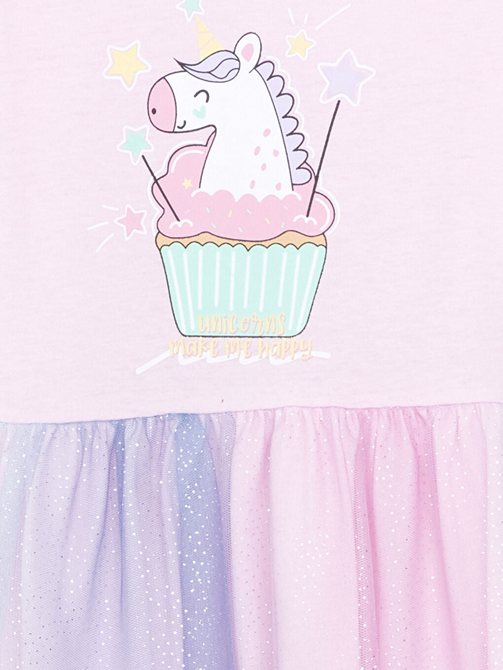 LCW Kids Pink Crew Neck Girl Dress