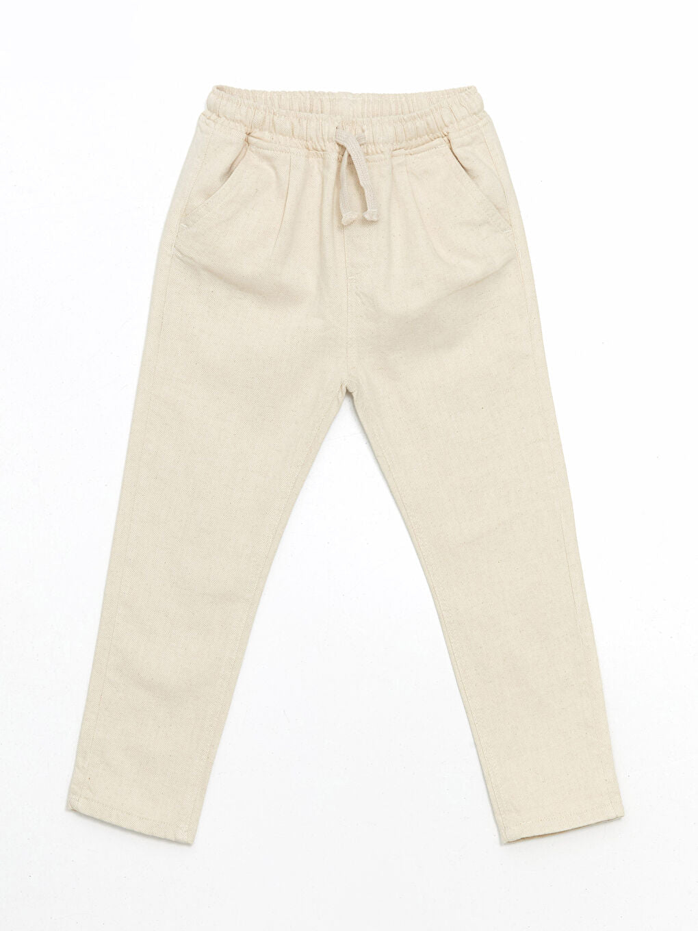 LCW Kids Beige Elastic Waist Basic Linen Boy Trousers