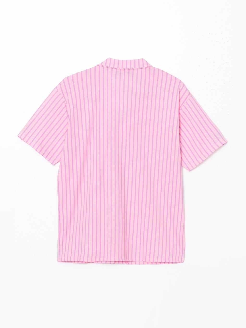 LCW Young Shirt Collar Striped Women Shorts Pajama Set