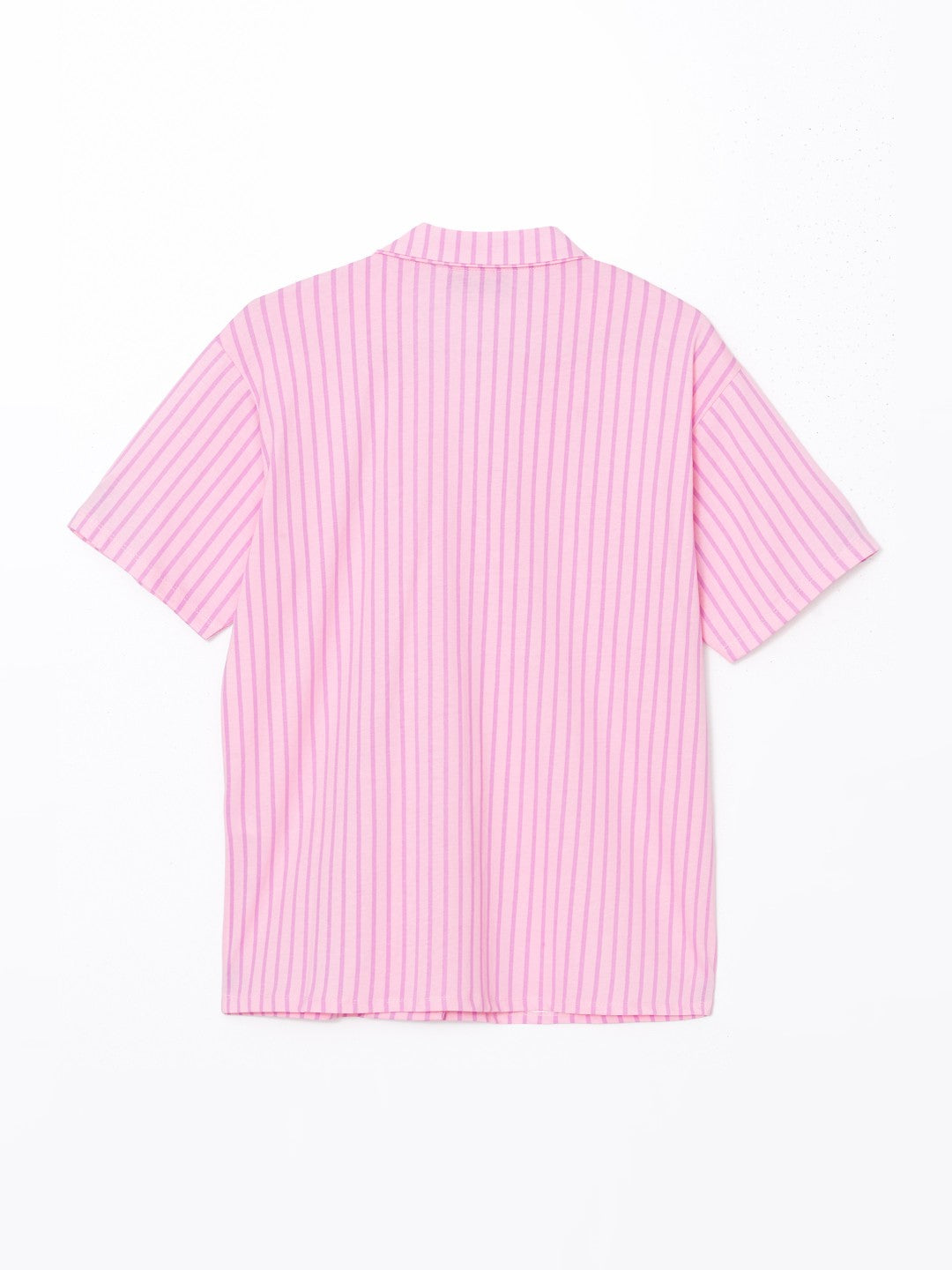 LCW Young Shirt Collar Striped Women Shorts Pajama Set